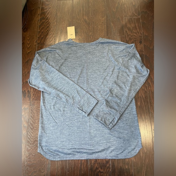 Nike Yoga Textured Sport Top Thunder Blue Soft Knit Long Sleeve Men Size X-Large - Picture 5 of 10